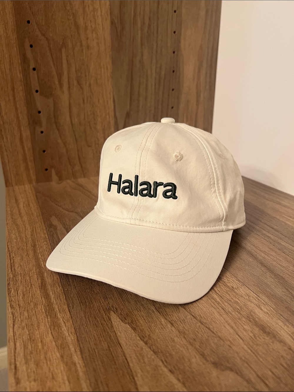 ***NWT***‎ HALARA Off-White Baseball Cap with Black Embroidered Logo